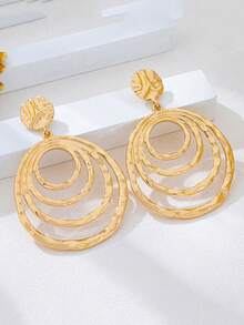 1 Pair Old Money Style Geometric Asymmetrical Large Gold Hoop Earrings ...