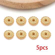5pcs 18K Gold Plated Wavy Edge Sunflower Spacer Beads Disc Flower Metal Loose Beads Wheel For DIY Bracelet Necklace Jewelry Making - Multicolor - View 13
