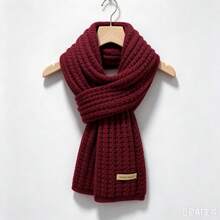 1pc Women's Solid Color Thick Warm Versatile Decorative Scarf Neck Warmer Suitable For Winter Cold Weather - Red - View 5