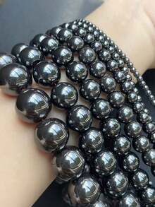 1 Strand Natural Black Hematite Bohemian Style Round Loose Beads 6 8 10mm For Jewelry Making Bracelet Necklace Keychain Making Supplies Accessories - Gun Black - View 8