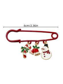 QIHOO 1 PC Christmas Snowman Bell Candy Pin Brooch - Decorative Accessory For Coats And Hats - Fixing Fastener For Holiday Gifts - Suitable For Daily Wear - Multicolor - View 4