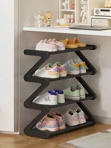 Z-Shaped Plastic Shoe Rack Floor Standing Storage Rack, Multi-Functional Large Capacity Easy Assembly, Space-Saving Storage Rack Essential For Home And Dorm, Suitable For Living Room And Bedroom - Multicolor - View 9