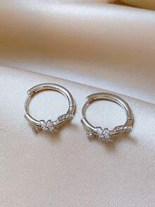 1 Pair Elegant Minimalist Knot Design Earrings, Casual Versatile High-End Ear Jewelry - Hoop Earrings - View 3
