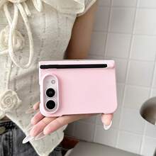 keshengtai Solid Color Pen Slot Phone Case, Comes With 1 Stylus Pen, Hard PC Back Plate Protective Phone Cover, Compatible With IPhone Duo - Pink - View 4
