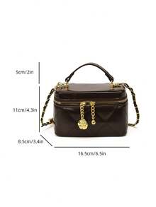 Mini Fashion Women's New Box-Shaped Bag With Chain Strap, Shoulder And Crossbody Bag - Coffee - View 9
