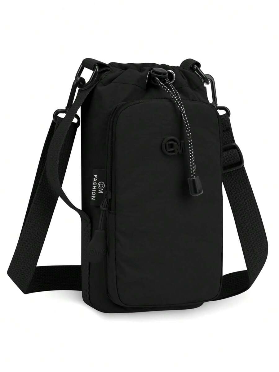 Minimalist Drawstring Phone Crossbody Bag, Lightweight Oxford Cloth Mini Shoulder Bag For Men And Women, Outdoor Travel Portable Storage Small Sling Bag