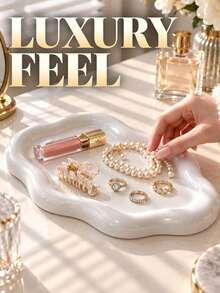 Elegant Cloud-Shaped Single-Layer Luxury Jewelry & Perfume Display Tray, Jewelry Storage Dish, Suitable For Living Room, Office, Key Storage, Christmas, Thanksgiving Gift, Fashion Storage, Holiday Gift Celebration, Room Decor, Bathroom Decor - Multicolor - View 6