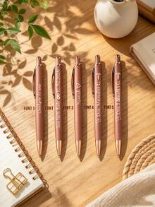Customized Name Personalized Metal Pen, Customized Fountain Pen, Matte Texture Ballpoint Pen, Blue Ink, Elegant Gift Suitable For Office, Birthday And Events - Sets - View 2