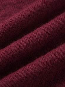 Just Masa Women's Fall Casual Button Up Ruffle Hem Sweater,Solid Color Long Sleeve Round Neck Rib-Knit Top,For Daily Wear,Going Out,Date,Christmas - Dark Red - View 11