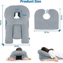 Face Down Pillow After Eye Surgery, Adjustable Prone Pillow With Hollow Face Hole, Shredded Memory Foam Stomach Sleeper Pillow For Vitrectomy, BBL Recovery, Massage & Office Nap - Multicolor - View 2