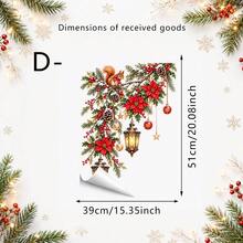 1/4pcChristmas Lantern Window Static Cling, Reusable Glass Static Ornament, Lightweight, For Xmas Indoor Window Decoration, Christmas Floral Lantern With Squirrel Bird Static Window Sticker, Window Decor - Multicolor - View 15