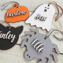 Etiquetas personalizadas para canastas de Halloween Boo - Etiqueta para cesta de tela de Halloween de 8 cm - Ver 6