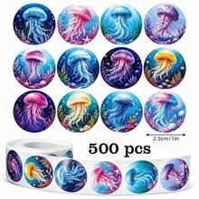 500pcs Ocean Jellyfish Doodle Stickers, Praise & Encouragement, Notebook & Laptop Decoration - M - View 2