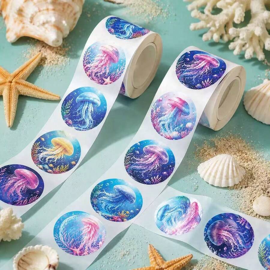 500pcs Ocean Jellyfish Doodle Stickers, Praise & Encouragement, Notebook & Laptop Decoration - M - View 1