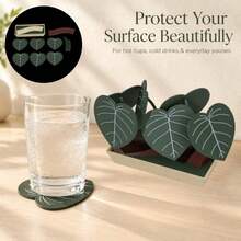 3D Printed Leaf Coaster Set, 6 Removable Drink Coasters With Plant-Style Holder And Hidden Storage, Botanical Home Decor - Multicolor - View 1