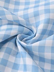 1pc Fresh Plaid Pattern With Soft Ruffle Edge Design, Available In Multiple Soft Colors And Rich Size Options, Suitable For Different Length Dining Tables, Living Room, Bedroom, Dining Room And Various Scenes - Blue - View 5