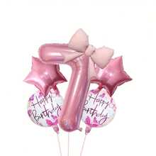 6pcs Pink Number Foil Balloon Set, 32 Inch Mylar Number Balloons With Bow Decoration, Happy Birthday And Star Balloons, Suitable For Girls Birthday, Baby Shower, Anniversary Background Decoration - Number Balloon Set - View 16