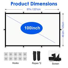 GAINVANE 4K 84/100/120/150 Inch 3D Projector Screen With Extended Edge Hooks, Portable And Foldable High Definition Anti-Wrinkle 16:9 Indoor/Outdoor Double-Sided Video Projection Screen, Suitable For All Projector Models - View 8