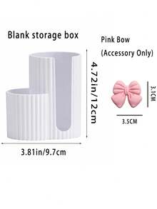 Pink Bow 2-In-1 Plastic Storage Box - Desktop Makeup Organizer With Dual Round Hole Design, Suitable For Storing Makeup Brushes And Beauty Tools, Combines Storage And Organization Functions, Ideal Vanity Accessory And Gift For Women - Multicolor - View 8