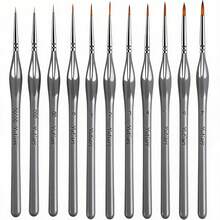11pcs Fine Detail Miniature Brush Set - Triangular Handle Design - Suitable For Acrylic Painting, Miniature Model Making - High Quality Precise Bristles, Ideal For Artists And Hobbyists - Multicolor - View 1