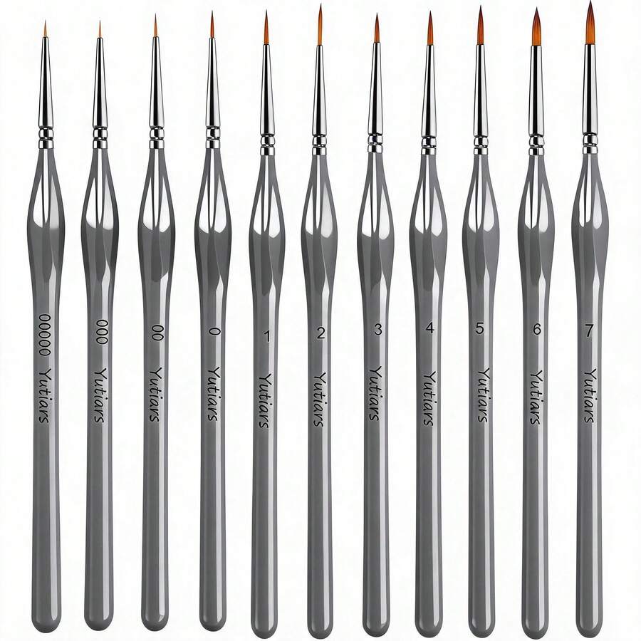 11pcs Fine Detail Miniature Brush Set - Triangular Handle Design - Suitable For Acrylic Painting, Miniature Model Making - High Quality Precise Bristles, Ideal For Artists And Hobbyists - Multicolor - View 1