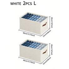 1/2pcs Beige Fabric Collapsible Undergarment Storage Box, Oxfod Cloth Drawer Style Clothes Organizer Box, Household Clothing Shelves Storage For Jeans, Sweaters, Space Saving - Beige - View 16