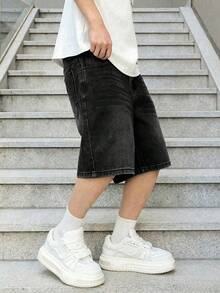 Teenager Vintage Loose Denim Shorts - Black - View 3
