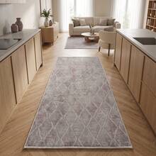 Washable Modern Minimalist Patterned Area Rug – Scandinavian Geometric Design, Contemporary Washable Carpet For Living Room, Bedroom & Home Decor - Mocha Brown - View 5