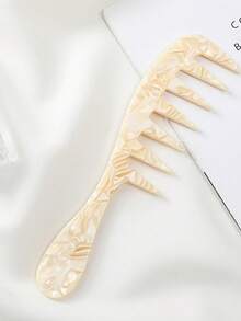 1pc Fashion Minimalist Acrylic Marble Leopard Print Wide Tooth Long Handle Anti-Static Lightweight Portable Hair Comb, Hair Accessory - Multicolor - View 15