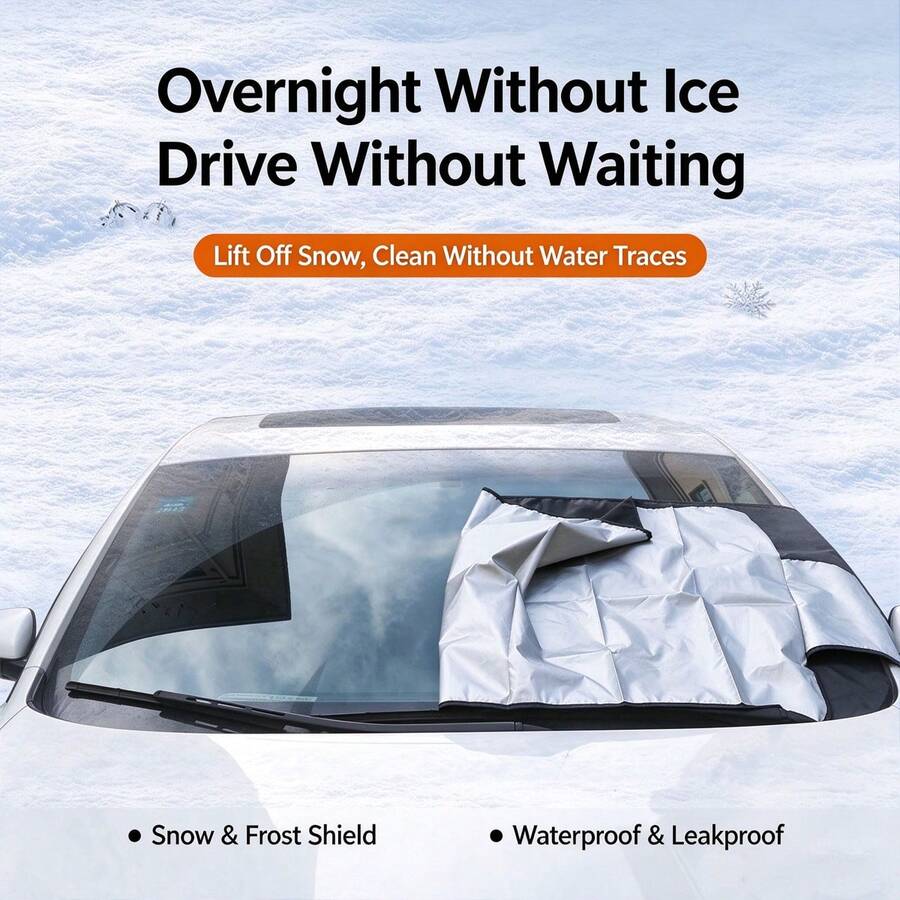 Winter Windshield Snow Ice Cover, Heavy-Duty Anti-Frost Car Front Window Shield, Portable Windshield Protector For Snowy Days For Cars SUVs Trucks Autos, Winter Essential Car Accessory - K - View 1