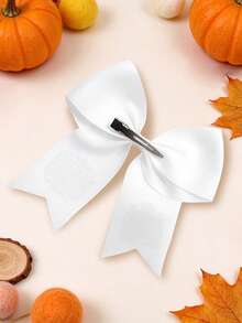 1pc Girls Thanksgiving Large Ribbon Bow Hair Clips, Turkey & "Give Thanks" Print Hair Clips, Fall Autumn Holiday Party Hair Accessories For Kids - White - View 6