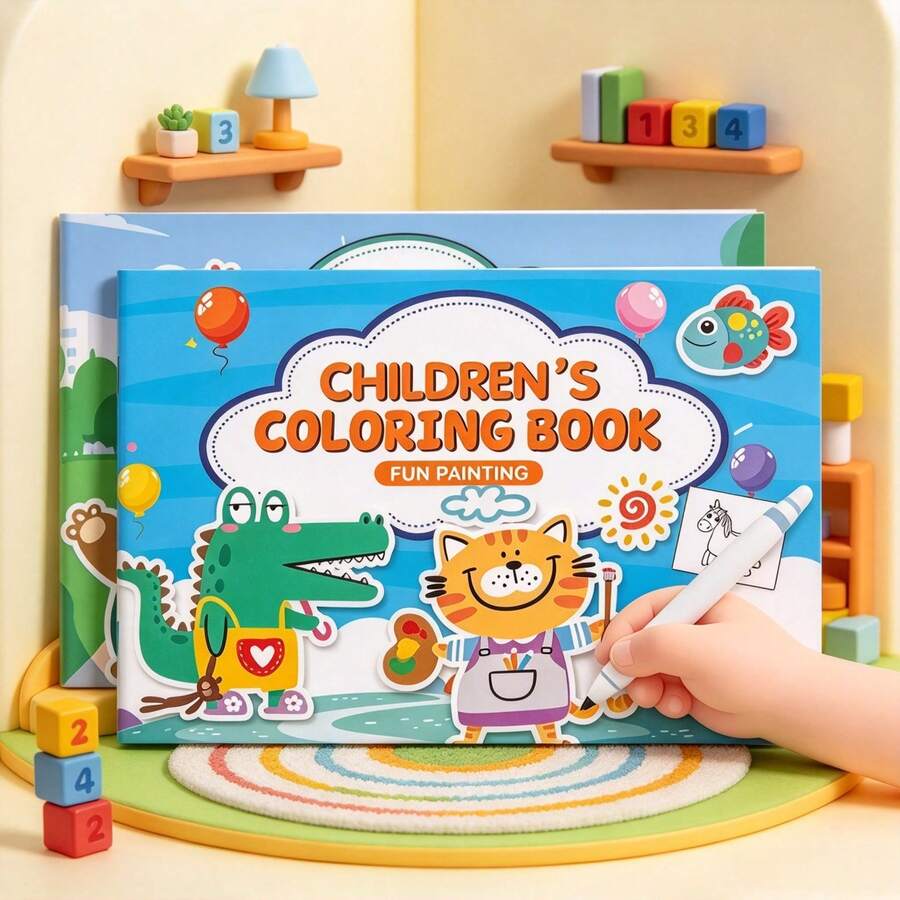 1Pc Kids Cartoon Animal Coloring Book, Children Doodle & Drawing Activity Workbook, Early Learning Art Supply, Classroom Reward, Birthday Holiday Party Favor Gift For Boys Girls - Multicolor - View 1