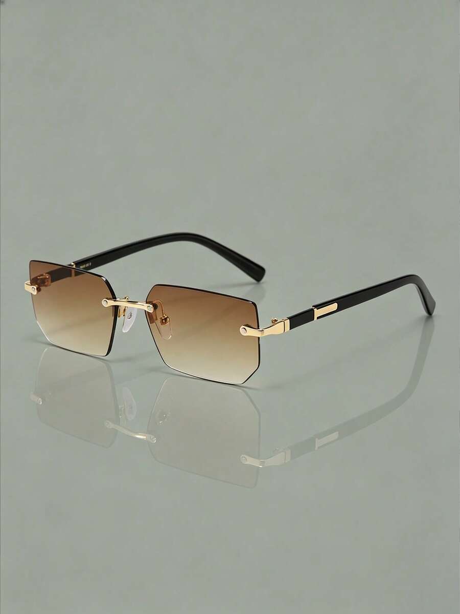 1PC Vintage Men's Rimless Fashion Fashion Glasses, Personalized Premium Style - Retro - View 1