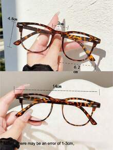 1 Pair Women's PC Material/Tortoise Shell Oval Flat Lens Glasses Vintage Metal Rivet Ins Style Beauty Blue Light Glasses Fake Glasses Suitable For Daily Life Commute Office Phone Computer - A - View 5