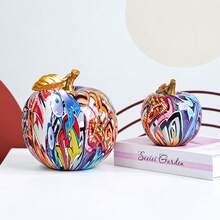 1PC-Colorful Graffiti Apple Statue, Unique Modern Art Home Decor, Creative Desktop Ornament With Glossy Finish, Eye Catching Tabletop Decoration For Office Shelf Bedroom, Gift Idea, Holiday Present, Housewarming Gift - Multicolor - View 2