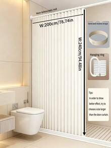 Tirai tebal terbuat dari bahan tahan air dan tahan jamur, yang mudah dipasang. Tirai ini dapat dilipat dan diamankan dengan tali pengikat, sehingga mudah disimpan. Tirai ini ideal untuk digunakan di hotel maupun kamar mandi di rumah. - Hitam - View 23