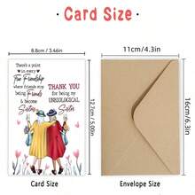 1pc "Thank You For Being My Unrelated Sister" Coffee And Flower Design Sarcastic BFF Birthday Card, Funny Friendship Gift For Best Friend, Includes Envelope (Perfect For White Elephant Game) - Single Piece - View 7