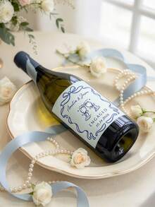 Customized Engagement Champagne/Wine Labels: Wedding Gifts, Weddings, Anniversaries, Birthdays And Holiday Parties. Personalizable With Names, Dates And Custom Text; Perfect For Wedding Favors, Gift Packaging And Special Occasions - Including Photo Style Labels. - Multicolor - View 3