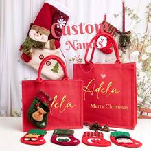1PC Personalized Red Christmas Gift Bags, Customizable Storage Party Bags For Weddings, Anniversaries, Birthdays, Housewarming And Holiday Gifts, Multipurpose Gift Pouch For Bride And Groom - Red - View 11