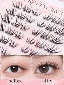 10-Row Glue-Free Segmented Clustered Upper Eyelashes, Suitable For Beginners, Lightweight And Natural Design, Soft And Comfortable To Wear, Easy To Apply, Natural Eye Makeup - C - View 3