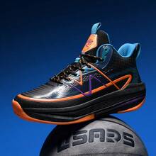 Men's Basketball Shoes Student High Elastic Midsole Non-Slip Grip Wear-Resistant Training Basketball Shoes Plus Size Sports Shoes Black - Black Orange - View 2