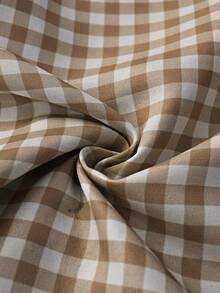1pc Fresh Plaid Pattern With Soft Ruffle Edge Design, Available In Multiple Soft Colors And Rich Size Options, Suitable For Different Length Dining Tables, Living Room, Bedroom, Dining Room And Various Scenes - Brown - View 5