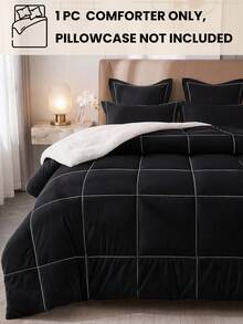 1pc Ultra Soft Black Wool Comforter, Skin-Friendly Soft, All Season Use, Lightweight & Breathable, Down Alternative Quilt, Luxury Hotel Series Bedding, Student Dorm Essential, Room Decor, Autumn/Winter Decoration - Black - View 2