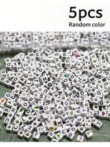 1 Box 6x6mm A-Z Acrylic Cube Letter Beads, For Making Jewelry Bracelets Necklaces Keychains, Suitable For Women And Girls - Black and White - View 12