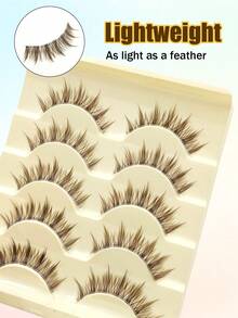 5 Pairs Mocha Brown Kitten Eye Cat Eye Transparent Band Soft Faux Mink Lashes, Enlarge Your Eyes,Natural & Daily Slim And Graceful Eyelashes, Suitable For Party,Work,Appointment,And Daily Makeup - Brown - View 4