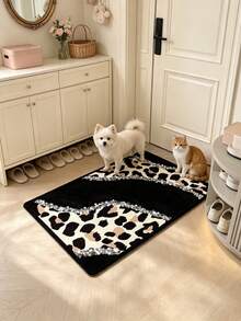 1pc Luxury Leopard Print Decorative Rug, Warm And Soft Decorative Mat, Perfect For Daily Home And Holiday Decor, Decorative Rug, Bedroom Decor, Small Rug, Rug, Home Decor, Living Room Rug, Living Room Small Rug, Bedroom Rug, Living Room Home Decor, Outdoor Rug, Washable Rug - Multicolor - View 5