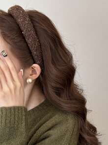1pc Vintage Thick Wool Headband, Fashionable Elegant High Crown Hair Hoop, Versatile Daily Hair Accessory For Women - Multicolor - View 5
