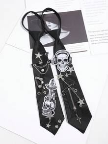 1pc Punk Rock Street Style Skull Women's No-Tie Rhinestone Chain Brooch Decorative Accessory - Multicolor - View 4