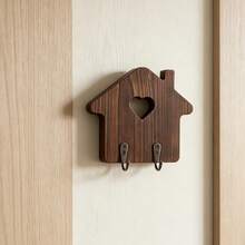 Wooden Key Holder With 2 Hooks, Wall MountedOrganizer Rack | Entryway,Front Door, Hallway, OfficeUse, Metal Hook Details,Decorative Touch, SturdySpace-Saving Design - View 5
