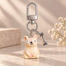 1 buah/2 buah Liontin Hewan Anak Anjing & Kucing Lucu Imitasi Resin Unisex, Gantungan Kunci Aksesori Tulang & Ikan Paduan Logam, Hiasan Tas Hadiah Pasangan, Aksesori Dompet - MultiWarna - View 2